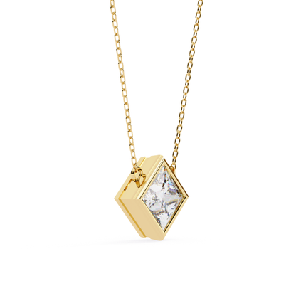 Princess Cut Lab Grown Diamond Pendant With Chain | 18K Gold