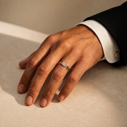 Modern Geometric Round Lab Grown Diamond Open Ring
