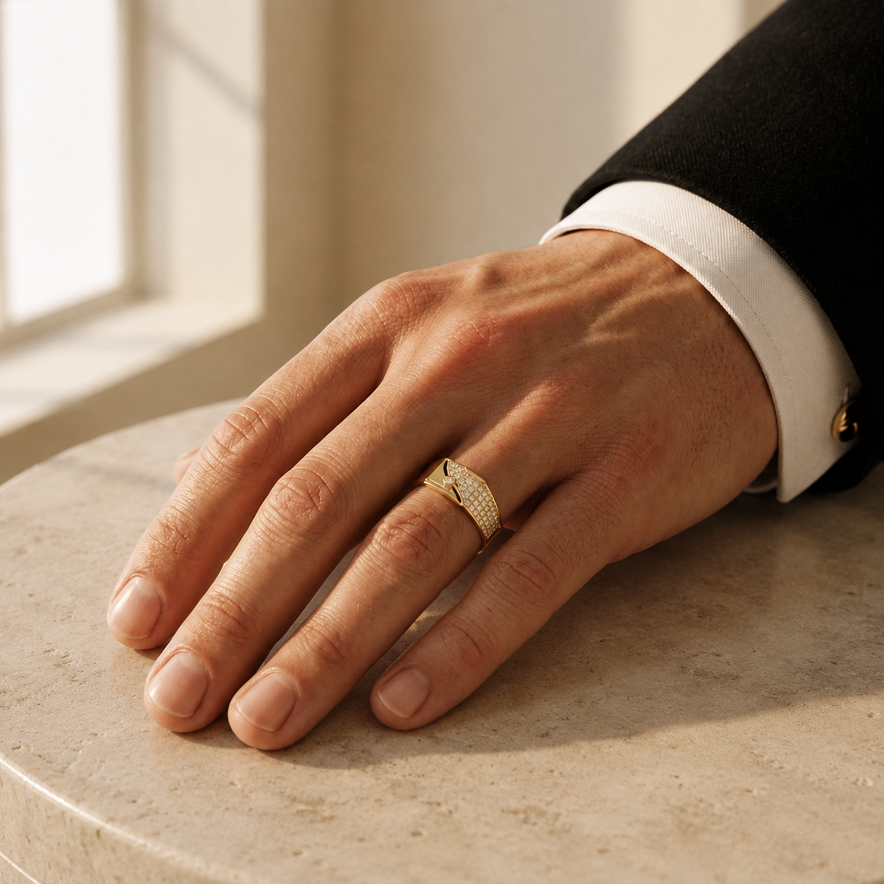 Modern Pavé Shield Lab Grown Diamond Statement Ring
