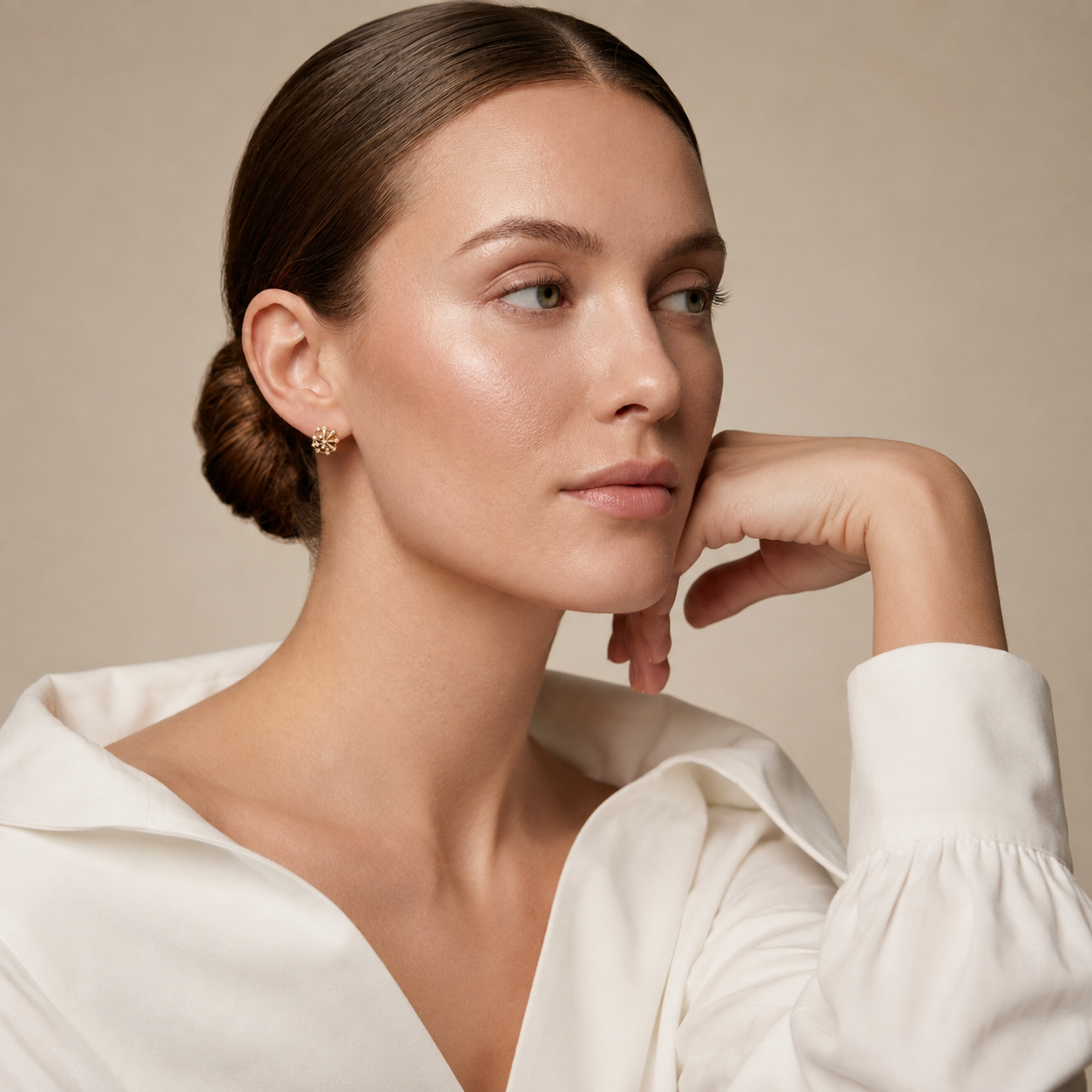 Round Lab Grown Diamond Floral Cluster Stud Earrings