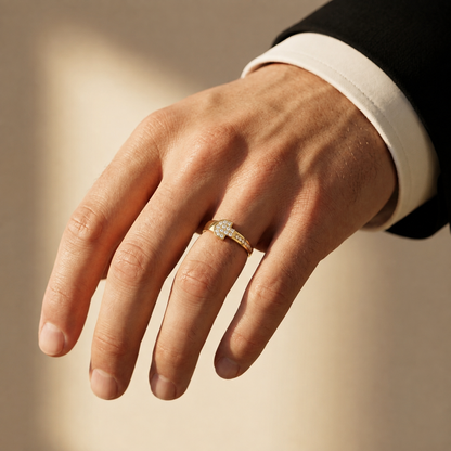 Round Lab Grown Diamond Geometric Cluster Ring