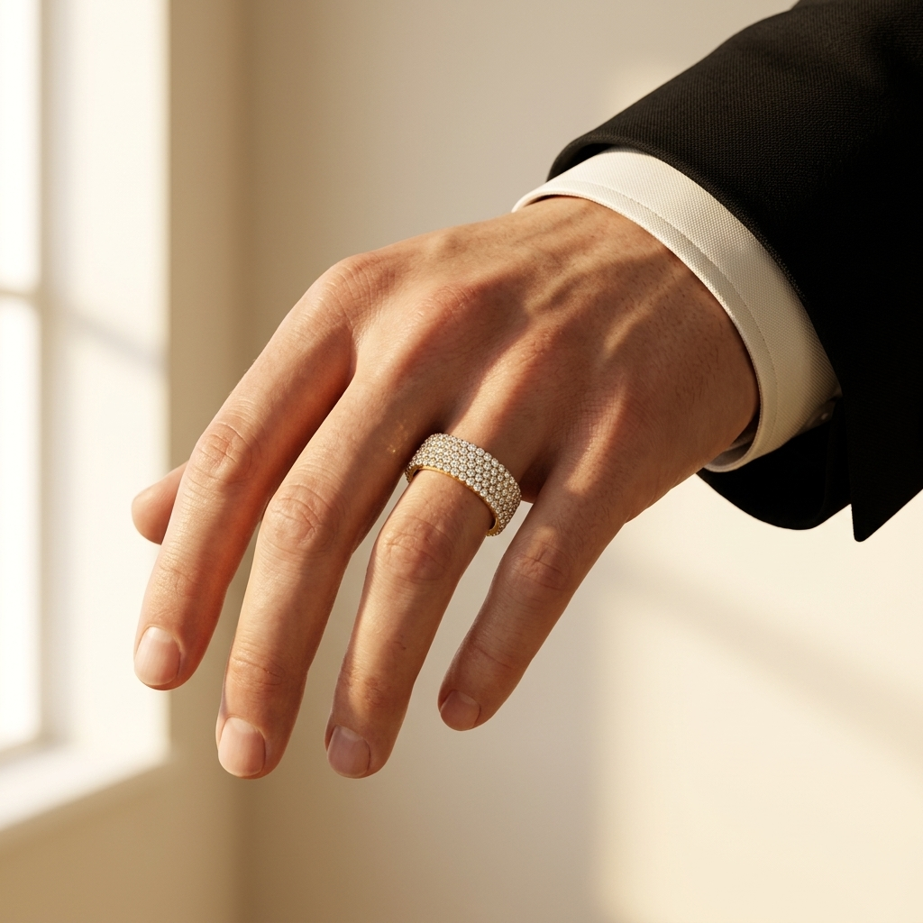 Breiter runder Steinring mit starkem Glanz | 18K Goldschmuck