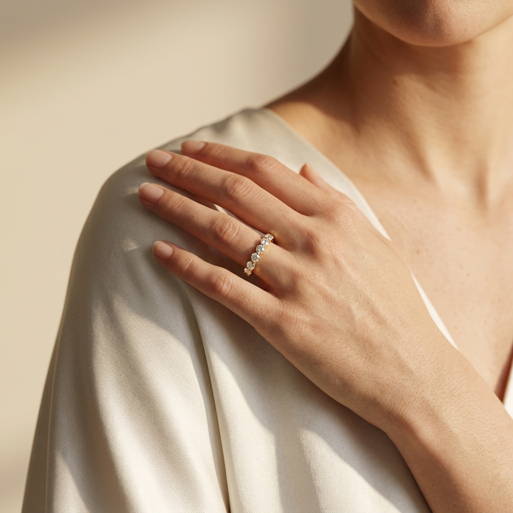 0.546 Carat Round Cut Lab Grown Wedding Band