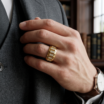 Modern Multi Panel Round Lab Grown Diamond Ring