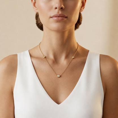 Round Lab Grown Diamond Bezel Station Necklace