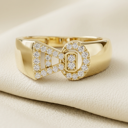 Round Lab Grown Diamond Geometric Statement Ring