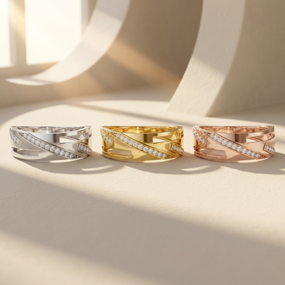 Modern Arrow Line Round Lab Grown Diamond Ring