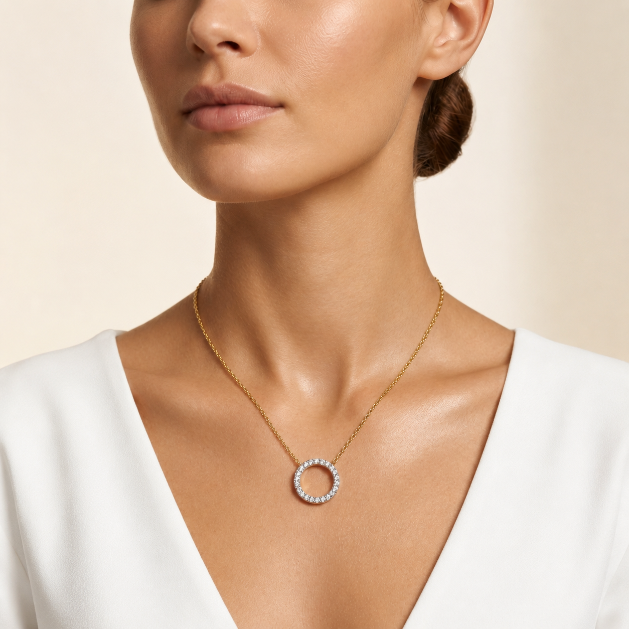 Round Lab Grown Diamond Circle Pendant Necklace