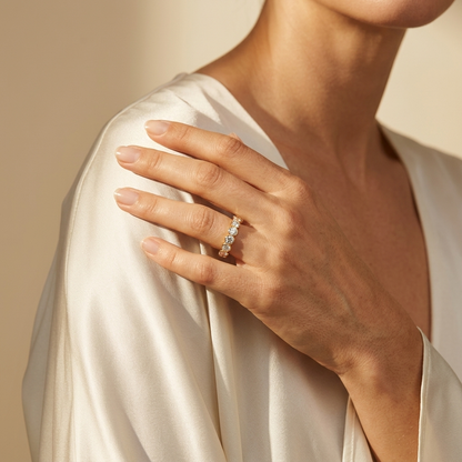 Round Lab Grown Diamond Half Eternity Wedding Band