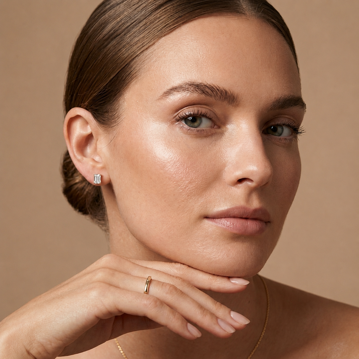 Emerald Cut Lab Grown Diamond Solitaire Stud Earrings