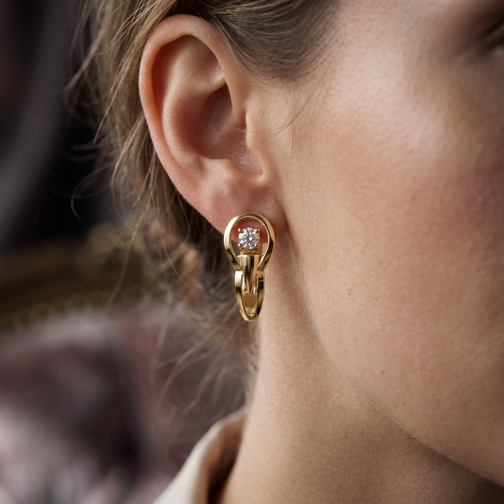Round Lab Grown Diamond Solitaire Hoop Earrings