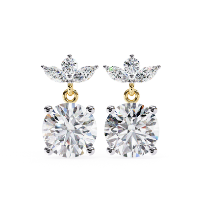 Diamond Leaf Drop Lab Grown Earrings in Gold | Elegant Fine Jewelry