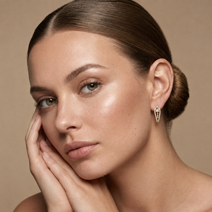 Round Lab Grown Diamond Floral Open Hoop Earrings
