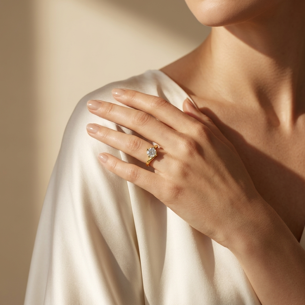 Round Lab Grown Diamond Twist Solitaire Engagement Ring