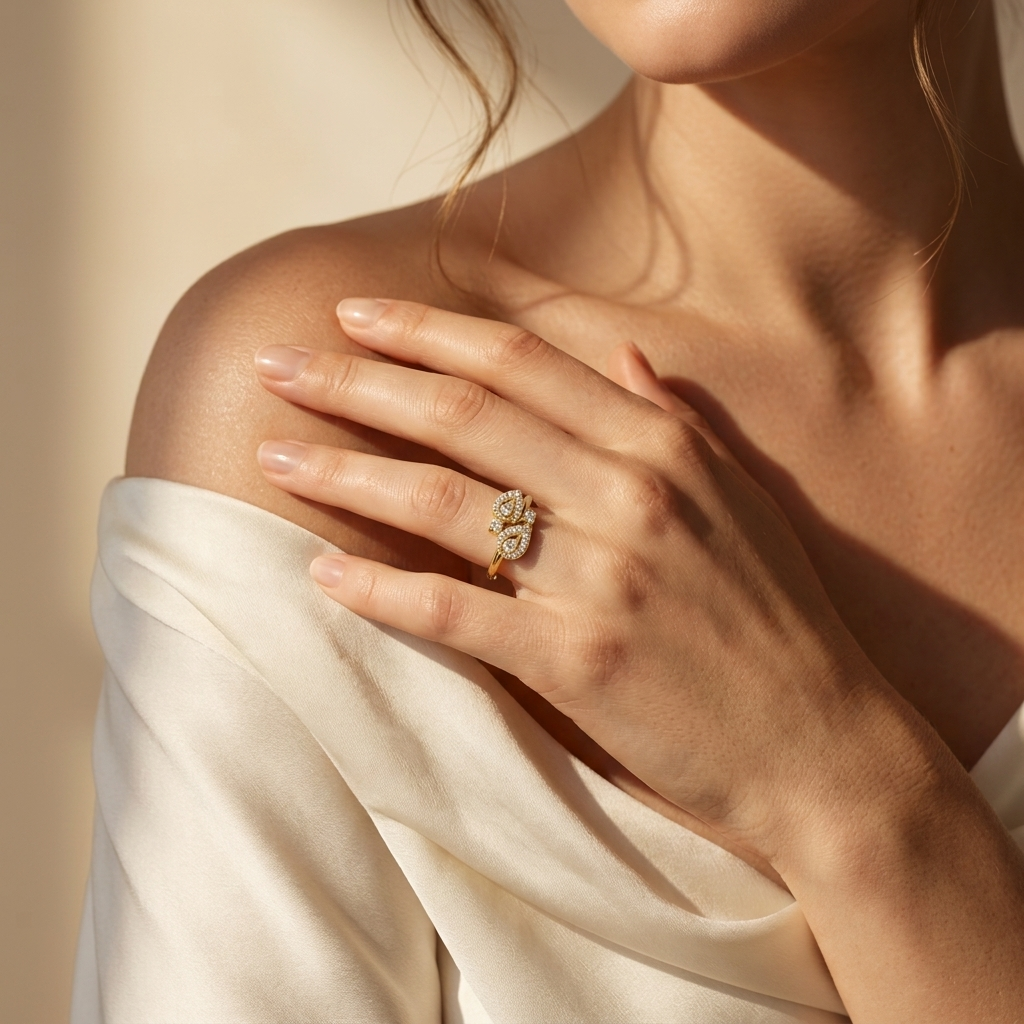 Round Lab Grown Diamond Double Pear Open Ring