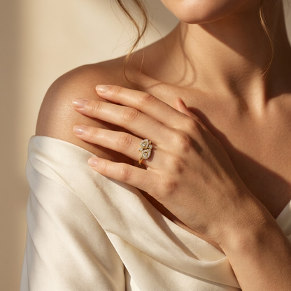 Round Lab Grown Diamond Double Pear Open Ring