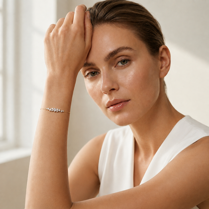 Round Lab Grown Diamond Station Chain Bracelet