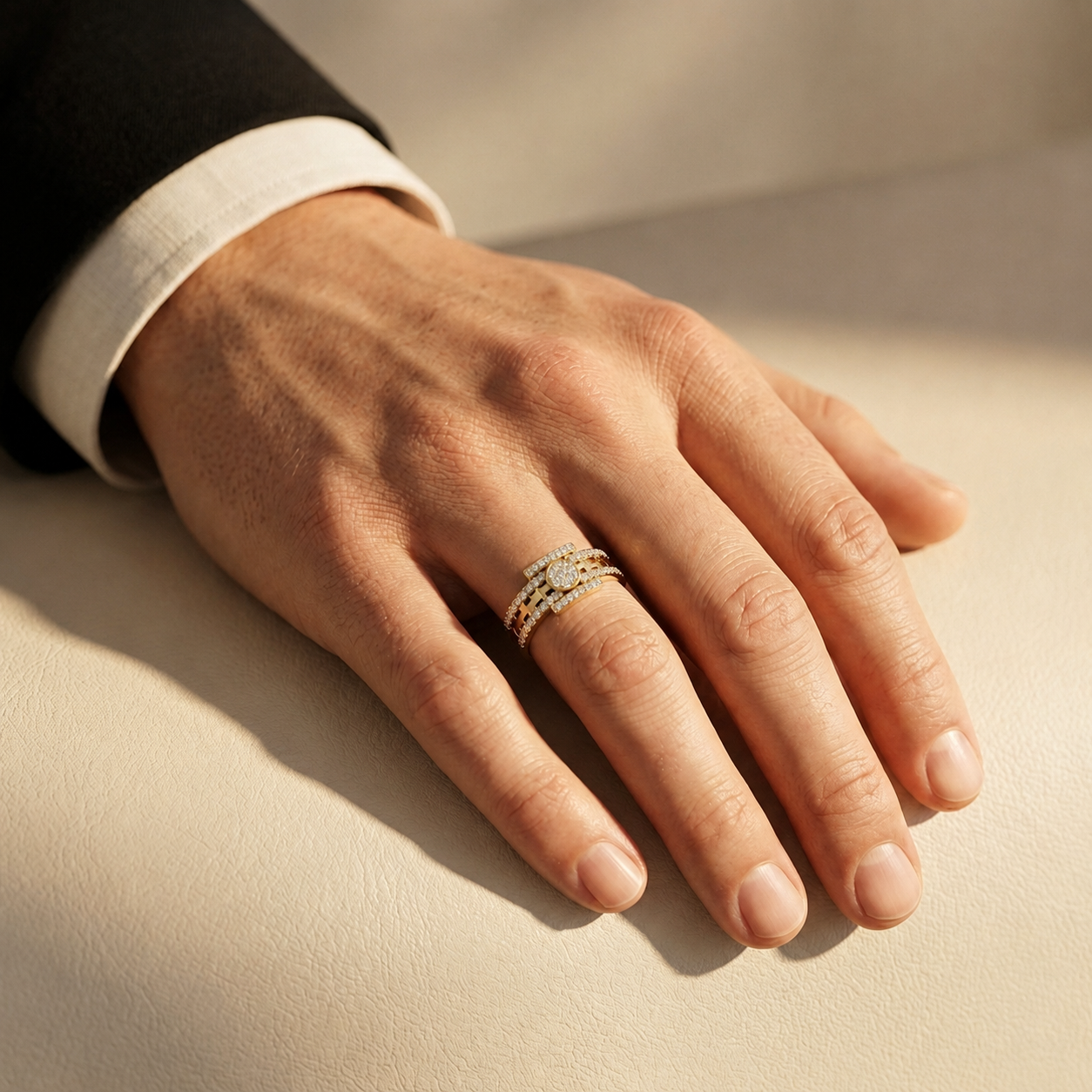 Modern Round Lab Grown Diamond Circle Statement Ring
