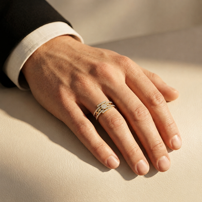 Modern Round Lab Grown Diamond Circle Statement Ring