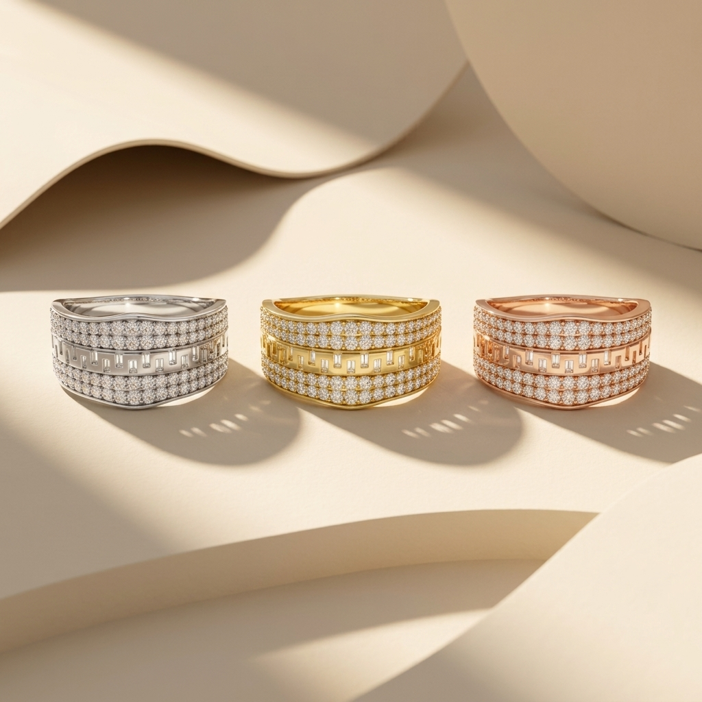 Modern Greek Key Round Lab Grown Diamond Band Ring
