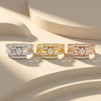 Modern Round Lab Grown Diamond Circle Statement Ring