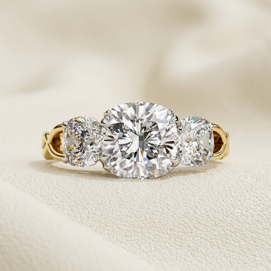 Classic Cushion Three Stone Diamond Engagement Ring
Cushion Cut Three Stone Diamond Bridal Ring Design
Cushion Center Diamond Ring With Side Stones
Luxury Cushion Diamond Engagement Ring In Gold
Elegant Cushion Cut Diamond Ring With Side Stones
Fine Cushion Three Stone Diamond Ring For Women
Designer Cushion Diamond Ring With Round Side Stones
Timeless Cushion Diamond Engagement Ring Design
Premium Cushion Cut Diamond Ring With Gold Band
Cushion Three Stone Diamond Ring With Brilliant Sides