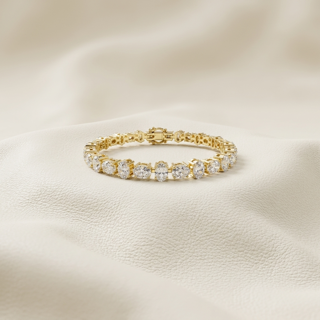 Classic yellow gold oval diamond link bracelet
Luxury oval cut diamond bracelet with elegant gold setting
Yellow gold diamond tennis bracelet featuring oval stones
Premium oval diamond line bracelet on ivory background
Elegant single row diamond bracelet in yellow gold
Fine jewelry oval diamond bracelet with secure clasp
Timeless yellow gold oval stone diamond bracelet
Luxury diamond link bracelet with repeating oval cuts
Sophisticated oval diamond bracelet jewelry close up
Brilliant yellow gold diamond bra