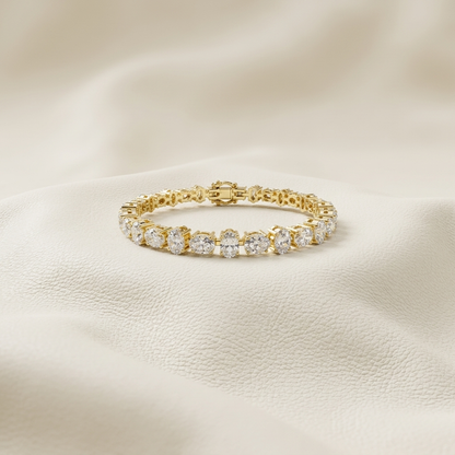 Classic yellow gold oval diamond link bracelet
Luxury oval cut diamond bracelet with elegant gold setting
Yellow gold diamond tennis bracelet featuring oval stones
Premium oval diamond line bracelet on ivory background
Elegant single row diamond bracelet in yellow gold
Fine jewelry oval diamond bracelet with secure clasp
Timeless yellow gold oval stone diamond bracelet
Luxury diamond link bracelet with repeating oval cuts
Sophisticated oval diamond bracelet jewelry close up
Brilliant yellow gold diamond bra