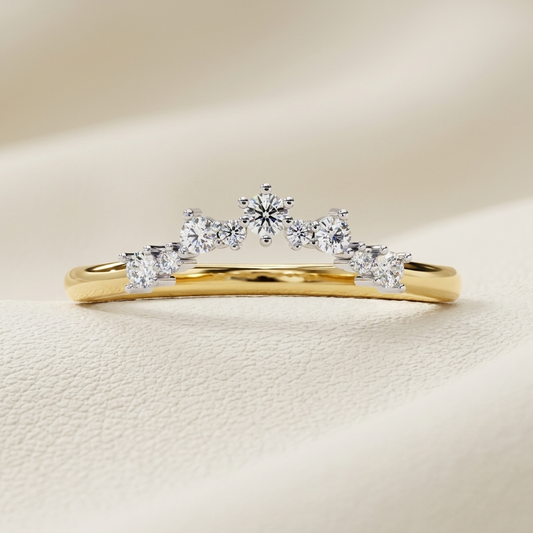 Yellow gold curved diamond crown band with round brilliant diamonds
Luxury crown diamond band in yellow gold
Elegant curved diamond band with graduated round diamonds
Fine jewelry crown style diamond band close up
Sparkling yellow gold curved diamond band for women
Premium curved crown band with brilliant round diamonds
Designer diamond crown band in yellow gold
Modern curved diamond band with raised center design
Timeless crown shaped diamond band with round diamonds
Classic yellow gold curved diamond crow
