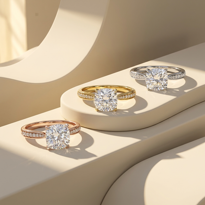 Cushion cut diamond ring collection in yellow white and rose gold
Three metal options for cushion cut diamond rings
Cushion cut diamond rings in yellow gold white gold and rose gold
Luxury cushion cut diamond ring collection
Fine jewelry cushion cut diamond rings in multiple metals
Cushion cut solitaire rings with pavé bands
Premium cushion cut diamond ring collection
Contemporary cushion cut diamond rings in three finishes
Elegant cushion cut diamond rings with pavé bands
Cushion cut diamond rings availabl