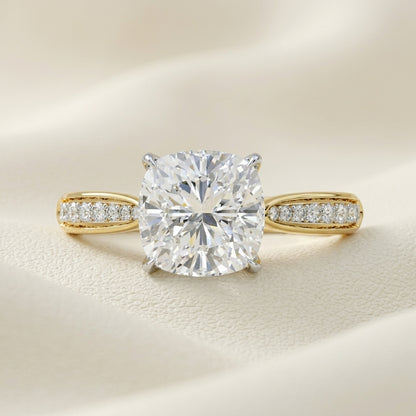 Cushion cut diamond solitaire ring in yellow gold
Cushion cut diamond ring with pavé band
Yellow gold cushion cut diamond engagement ring
Luxury cushion cut solitaire diamond ring
Fine jewelry cushion cut diamond ring
Elegant cushion cut diamond ring with pavé diamonds
Modern yellow gold cushion cut diamond ring
Premium cushion cut diamond ring for women
Handcrafted cushion cut diamond solitaire ring
Contemporary cushion cut diamond ring with pavé band