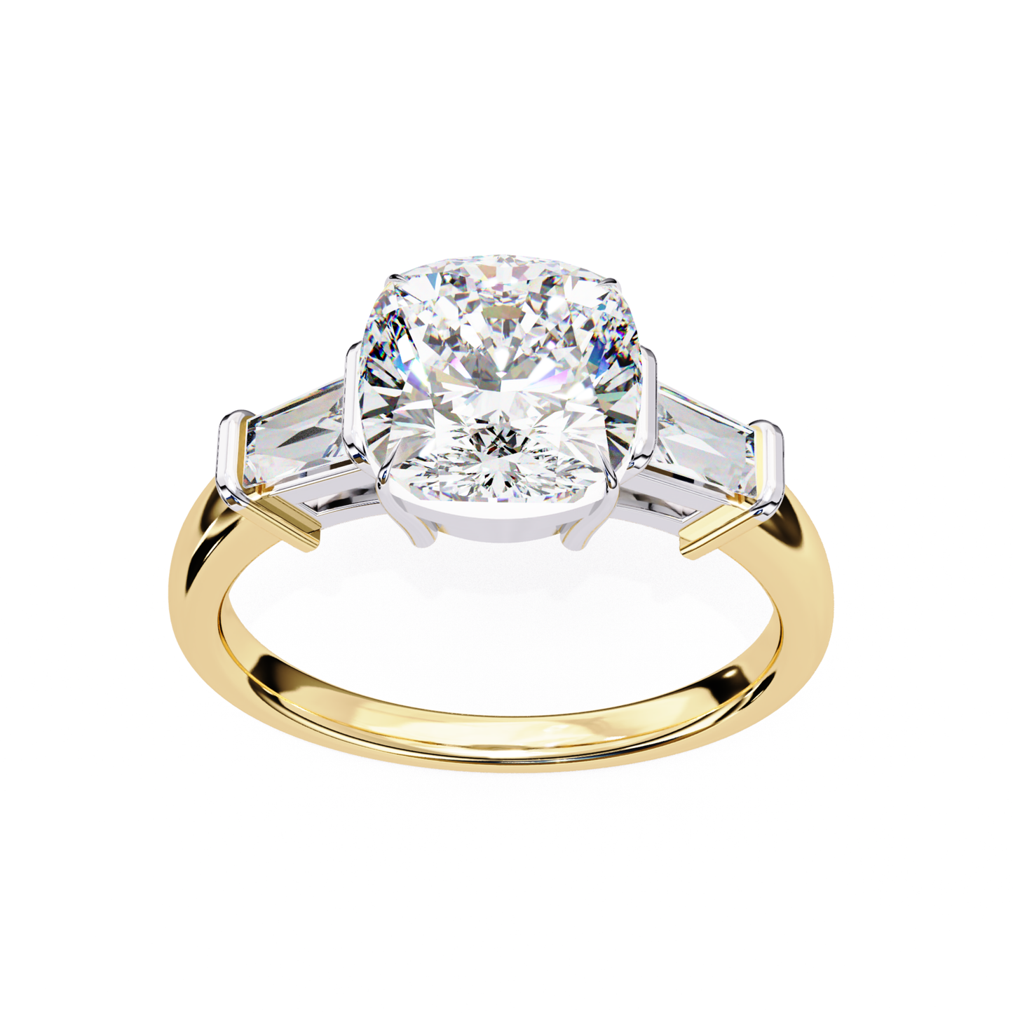 Cushion Diamond Three Stone Ring In Yellow Gold
Yellow Gold Cushion Diamond Ring With Tapered Baguettes
Cushion Cut Diamond Three Stone Gold Ring
Cushion Diamond Ring With Tapered Side Stones
Yellow Gold Ring With Cushion Center Diamond
Classic Cushion Diamond Ring With Side Diamonds
Cushion Cut Diamond Ring Raised Gallery Design
Three Stone Cushion Diamond Prong Set Ring
Yellow Gold Cushion Diamond Statement Ring
Cushion Diamond Ring With Tapered Baguette Diamonds