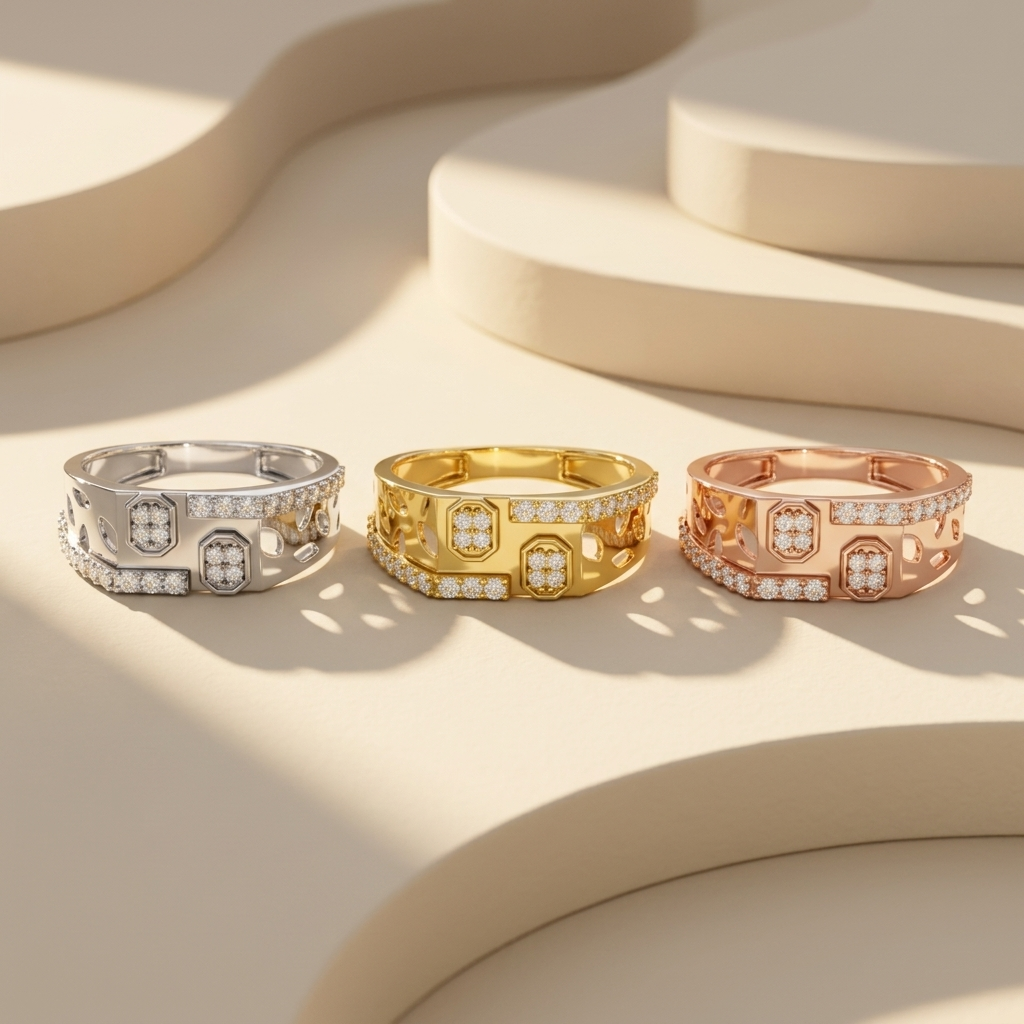 Yellow white and rose gold diamond band ring collection
Diamond band rings in three metal options
Wide diamond band rings in yellow white and rose gold
Luxury diamond band ring collection
Fine jewelry diamond band rings in multiple metals
Geometric diamond band rings with pavé details
Premium diamond band ring collection
Contemporary diamond band rings in three finishes
Elegant wide diamond band ring collection
Men's diamond band rings in yellow white and rose gold
