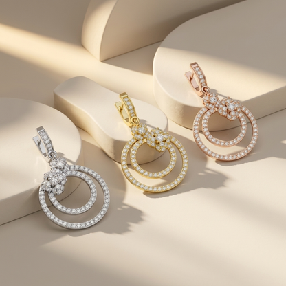 Double circle diamond earrings in white yellow and rose gold
Luxury diamond earrings in three gold finishes
Floral double circle earrings collection
Fine jewelry diamond drop earrings display
Premium circle diamond earrings comparison
Elegant three tone diamond earrings
Modern diamond earrings collection
Sparkling floral circle earrings
Designer diamond earrings showcase
Contemporary gold diamond earrings collection