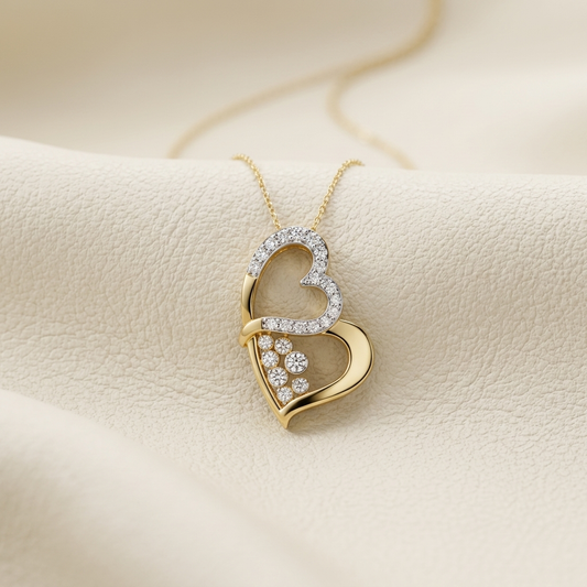 Yellow gold double heart pendant with diamond cluster accents
Elegant intertwined heart pendant featuring brilliant diamonds
Sparkling diamond cluster set inside a layered gold heart pendant
Luxury double heart pendant with pavé diamond detailing
Artistic yellow gold heart pendant adorned with round diamonds
Fine jewelry layered heart pendant with radiant diamond accents
Contemporary open heart pendant featuring a floating diamond cluster
Graceful dual heart pendant crafted with polished yellow gold
Brillia