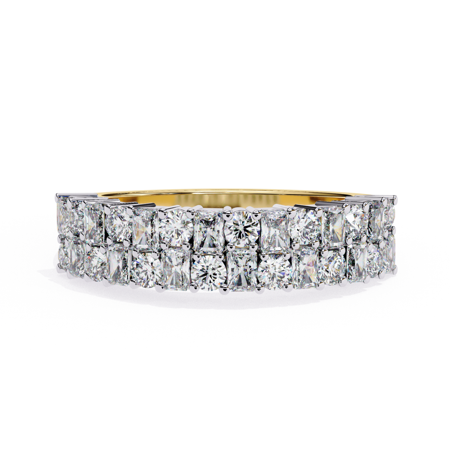 Yellow gold double row princess diamond band
Luxury double row princess cut diamond band in yellow gold
Elegant two row princess diamond band with shared prong setting
Fine jewelry double row princess diamond band close up
Sparkling yellow gold double row diamond band
Premium princess cut diamond band for women
Designer double row princess diamond band with brilliant sparkle
Modern yellow gold princess cut diamond band
Timeless double row princess diamond band
Classic yellow gold double row princess diamond