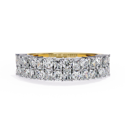Yellow gold double row princess diamond band
Luxury double row princess cut diamond band in yellow gold
Elegant two row princess diamond band with shared prong setting
Fine jewelry double row princess diamond band close up
Sparkling yellow gold double row diamond band
Premium princess cut diamond band for women
Designer double row princess diamond band with brilliant sparkle
Modern yellow gold princess cut diamond band
Timeless double row princess diamond band
Classic yellow gold double row princess diamond