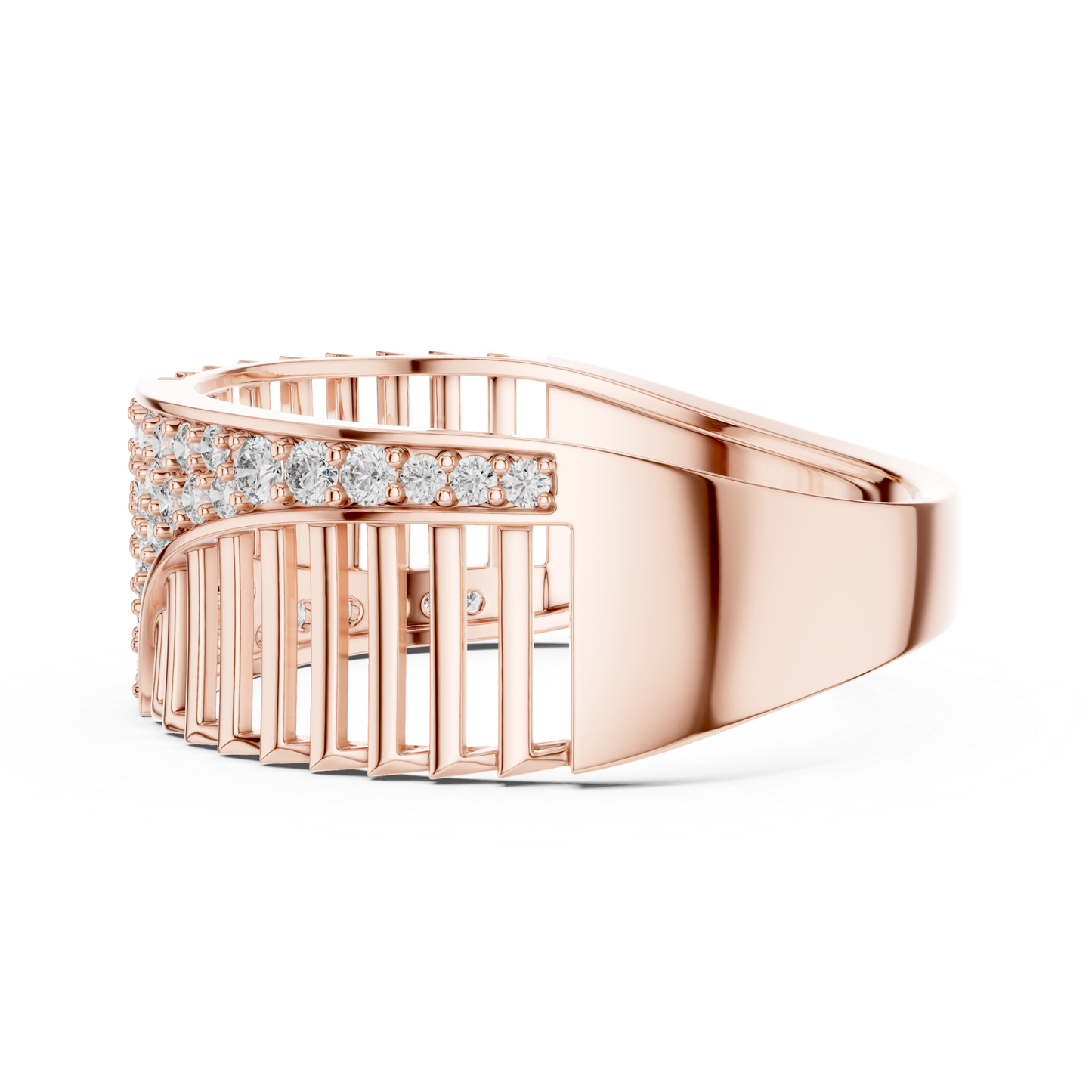 Elegant rose gold ring with sparkling round diamonds
Designer rose gold diamond ring with modern pattern
Luxury rose gold fashion ring for women
Round diamond rose gold ring with unique open design
Premium rose gold statement ring with diamonds
Contemporary rose gold diamond jewelry ring
Stylish rose gold ring with pave diamond setting
Fine rose gold ring featuring brilliant round diamonds
Trendy rose gold diamond ring side profile
Beautiful rose gold designer ring with diamond accents