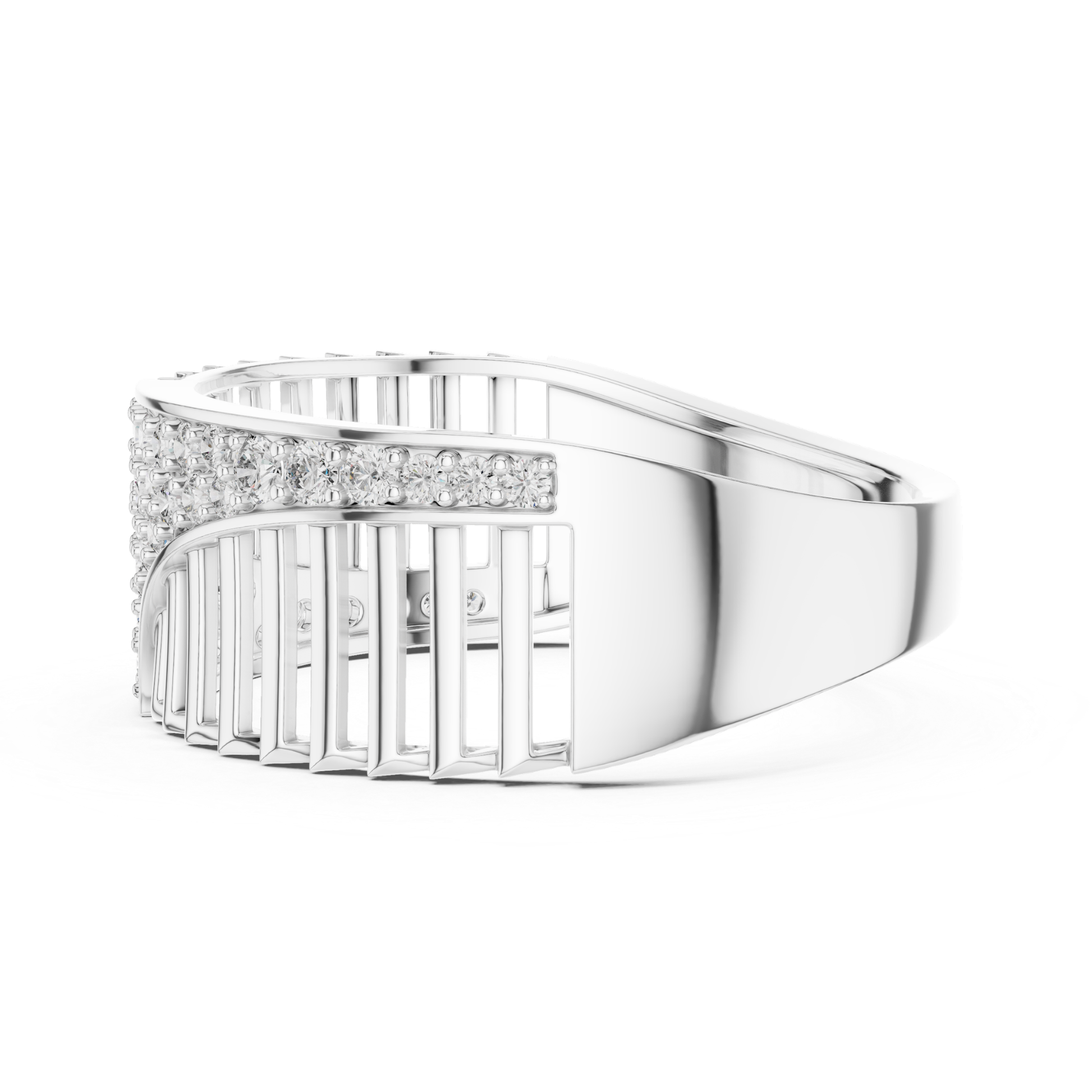 Elegant white gold ring with sparkling round diamonds
Designer white gold diamond ring with modern pattern
Luxury white gold fashion ring for women
Round diamond white gold ring with unique open design
Premium white gold statement ring with diamonds
Contemporary white gold diamond jewelry ring
Stylish white gold ring with pave diamond setting
Fine white gold ring featuring brilliant round diamonds
Trendy white gold diamond ring side profile
Beautiful white gold designer ring with diamond accents