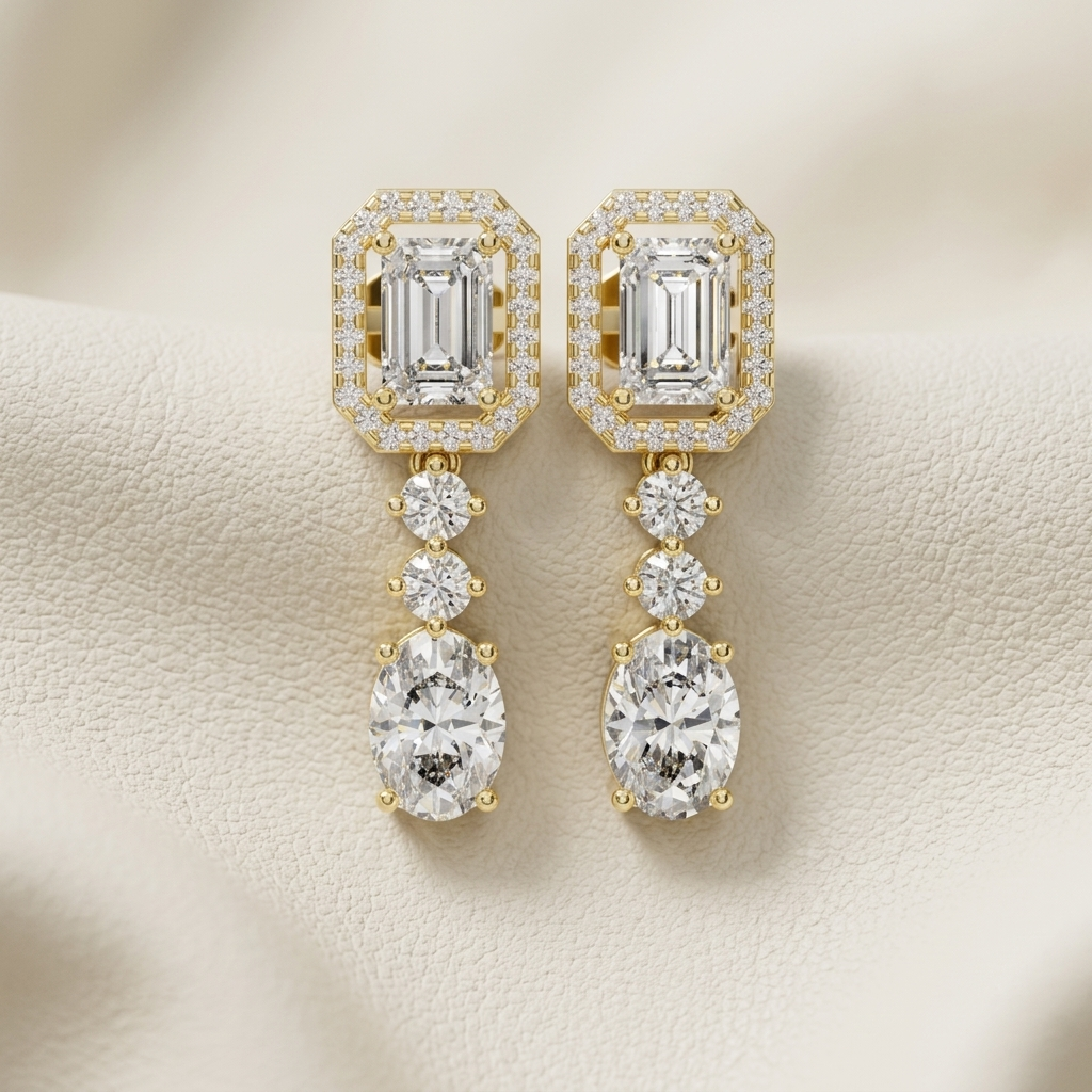 Emerald cut diamond drop earrings in yellow gold
Luxury emerald halo diamond drop earrings
Elegant yellow gold diamond dangle earrings
Fine jewelry emerald cut drop earrings
Premium diamond drop earrings with halo
Sparkling emerald cut diamond earrings
Modern yellow gold diamond dangle earrings
Brilliant diamond drop earrings close up
Designer emerald cut diamond earrings
Luxury diamond earrings product photo