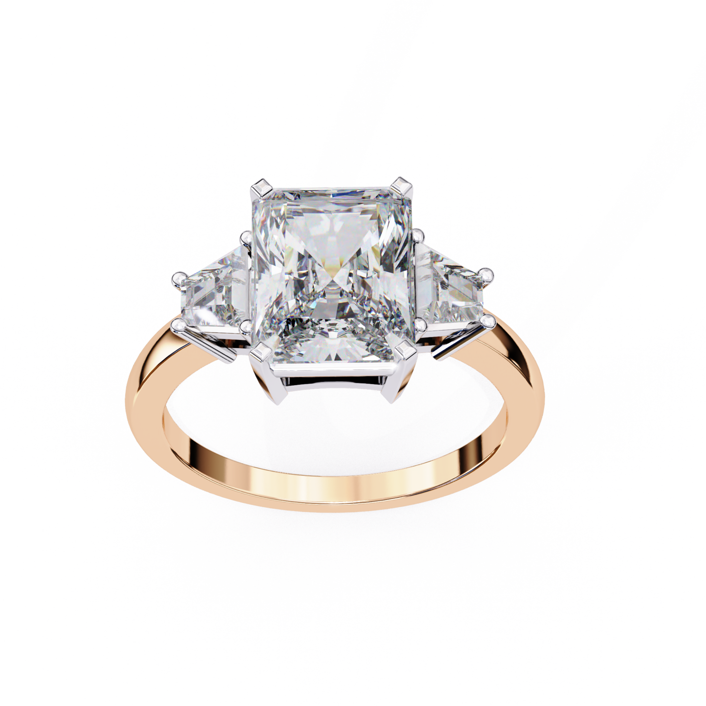 Emerald Cut Diamond Ring Trapezoid Side Stones Rose Gold
Rose Gold Emerald Cut Three Stone Diamond Ring
Emerald Center Diamond With Side Stone Design
Trapezoid Baguette Side Stone Diamond Ring Design
Emerald Cut Diamond Engagement Ring Style
Front View Emerald Diamond Ring With Side Stones
Rose Gold Emerald Diamond Ring Prong Setting
Classic Emerald Three Stone Diamond Ring Design
Slim Band Emerald Diamond Ring Style
Fine Emerald Cut Diamond Ring Rose Gold