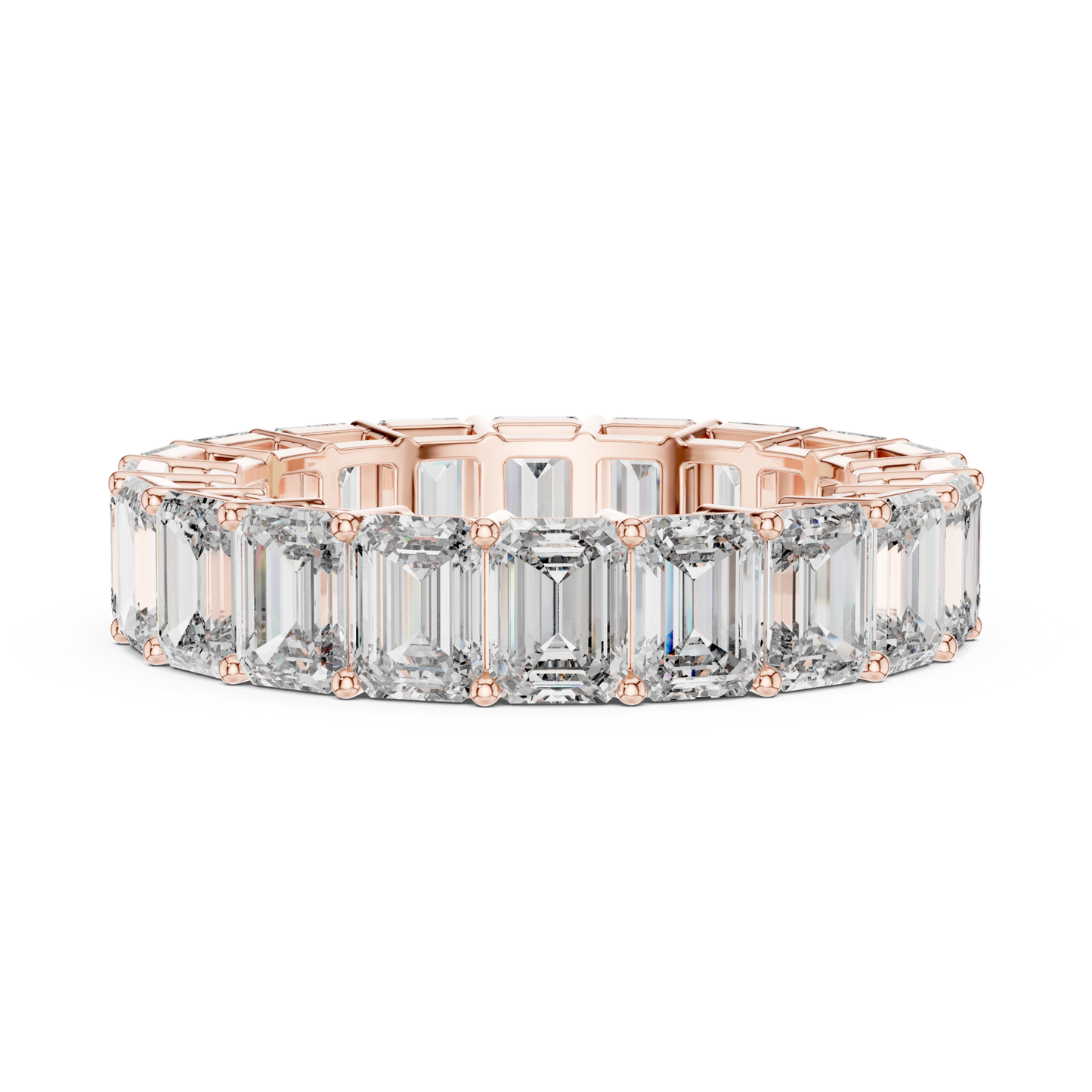 Emerald Cut Diamond Eternity Ring Front View in Rose Gold
Rose Gold Emerald Diamond Eternity Band Front View
Emerald Cut Diamond Wedding Band Straight View
Full Eternity Emerald Diamond Ring Rose Gold Front Angle
Emerald Diamond Band Ring Prong Set Design
Rose Gold Emerald Cut Diamond Eternity Ring
Emerald Diamond Ring Front Perspective View
Continuous Emerald Diamond Band in Rose Gold
Emerald Cut Diamond Eternity Band Close View
Rose Gold Full Eternity Diamond Wedding Band