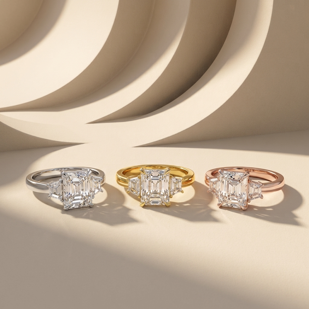 Emerald Gallery Diamond Ring Collection
Emerald Cut Ring Trio
Multi Metal Emerald Diamond Rings
Three Stone Emerald Ring Display
Emerald Engagement Ring Collection
Emerald Solitaire Ring Showcase
Trapezoid Diamond Ring Trio
Emerald Cut Bridal Ring Collection
Luxury Emerald Diamond Rings
Designer Emerald Ring Display