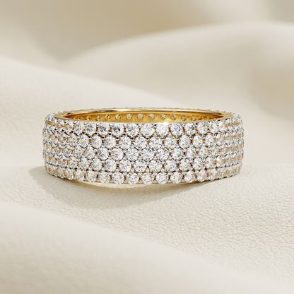 Yellow gold five row pavé diamond band
Luxury wide pavé diamond band in yellow gold
Elegant multi row diamond band with brilliant diamonds
Fine jewelry wide pavé diamond band close up
Premium yellow gold diamond band with five rows of diamonds
Sparkling wide diamond band for everyday luxury
Designer multi row pavé diamond band for women
Modern yellow gold wide diamond band with pavé setting
Timeless five row diamond band with brilliant round diamonds
Classic wide pavé diamond band in yellow gold
