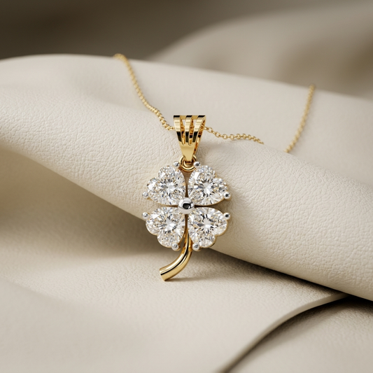 Yellow gold pendant with four heart shaped diamonds forming a clover
Brilliant heart diamonds arranged in an elegant four leaf motif
Floral inspired pendant featuring four luminous heart cut stones
Delicate gold necklace showcasing a sparkling diamond clover design
Four heart shaped diamonds centered around a polished round accent
Fine jewelry pendant with symmetrical petal inspired diamond arrangement
Radiant clover pendant featuring clustered heart cut diamonds
Sculptural yellow gold pendant combining flo