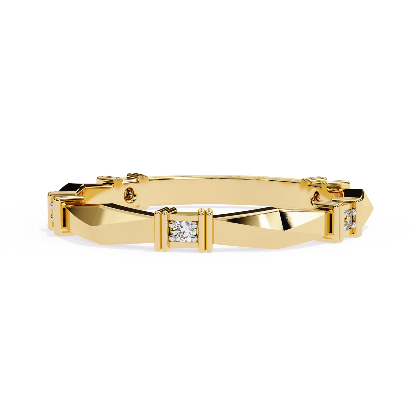 Bold yellow gold bracelet with geometric diamond accents
Luxury bracelet featuring a modern angular design
Premium gold bracelet with sleek diamond detailing
Contemporary bracelet with structured geometric pattern
Designer piece showcasing refined craftsmanship
Sophisticated bracelet for a stylish everyday look
High-end gold bracelet with minimal diamond highlights
Elegant accessory with clean and bold design lines
Modern bracelet combining strength and luxury
Statement bracelet perfect for refined fashion 