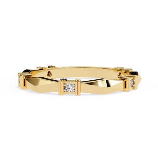 Bold yellow gold bracelet with geometric diamond accents
Luxury bracelet featuring a modern angular design
Premium gold bracelet with sleek diamond detailing
Contemporary bracelet with structured geometric pattern
Designer piece showcasing refined craftsmanship
Sophisticated bracelet for a stylish everyday look
High-end gold bracelet with minimal diamond highlights
Elegant accessory with clean and bold design lines
Modern bracelet combining strength and luxury
Statement bracelet perfect for refined fashion 