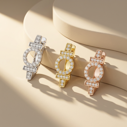 Geometric diamond circle earrings in white yellow and rose gold
Luxury diamond earrings in three gold finishes
White yellow and rose gold geometric earrings
Premium circle diamond earring collection
Fine jewelry geometric earrings comparison
Elegant diamond earrings display
Modern circle earrings in three metal tones
Sparkling geometric jewelry collection
Designer diamond earrings showcase
Contemporary luxury circle earrings