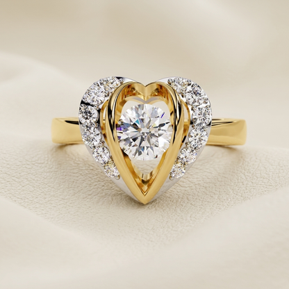 Yellow gold heart halo solitaire diamond engagement ring
Elegant heart shaped halo engagement ring with round solitaire diamond
Luxury yellow gold heart halo diamond ring with sparkling accents
Fine jewelry heart inspired solitaire diamond ring
Contemporary heart halo engagement ring in yellow gold
Premium heart design diamond ring with brilliant round center stone
Designer heart halo solitaire ring close up
Romantic yellow gold heart diamond engagement ring on soft background
Stylish heart framed solitaire