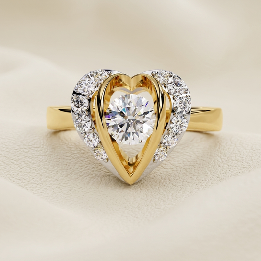 Yellow gold heart halo solitaire diamond engagement ring
Elegant heart shaped halo engagement ring with round solitaire diamond
Luxury yellow gold heart halo diamond ring with sparkling accents
Fine jewelry heart inspired solitaire diamond ring
Contemporary heart halo engagement ring in yellow gold
Premium heart design diamond ring with brilliant round center stone
Designer heart halo solitaire ring close up
Romantic yellow gold heart diamond engagement ring on soft background
Stylish heart framed solitaire